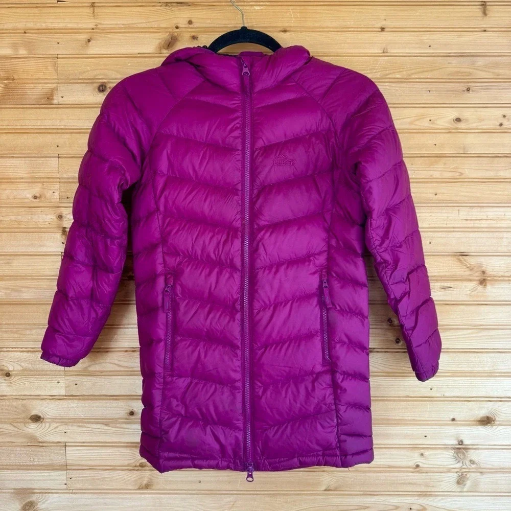 L.L. Bean Coat Puffer Down Hood Purple Girls' Sz 8 Winter Kids Snow Sustainable